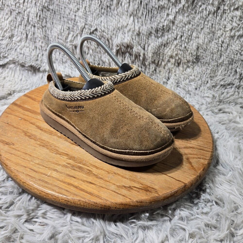 Koolaburra by UGG Buree Slippers Kids Size 2 Brown Chestnut Wool Lined Mocassins